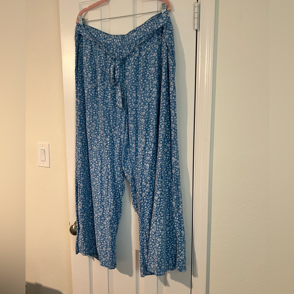 The Drop Blue Floral Pull On Pants with Tie Waist by @caralynmirand Size 2X - Picture 8 of 13